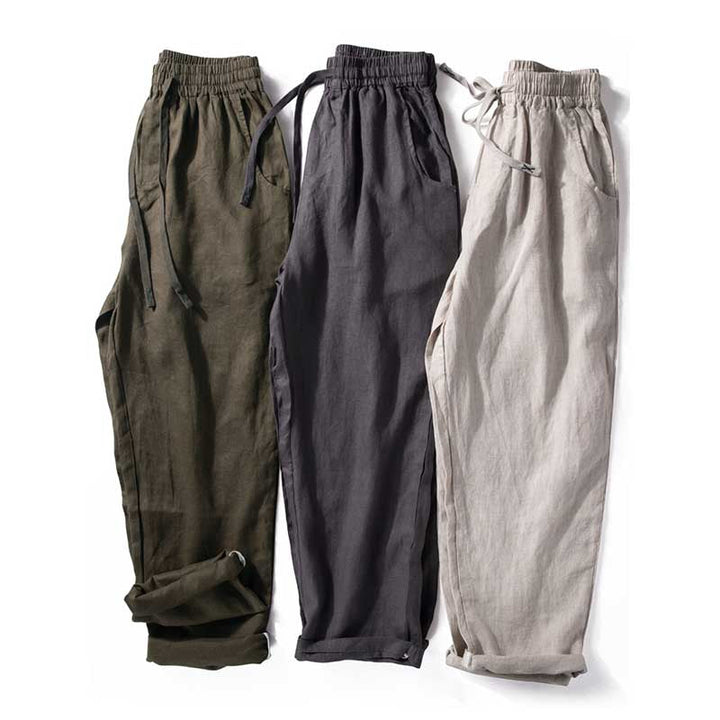 Breathable Straight-Leg Loose Linen Trousers
