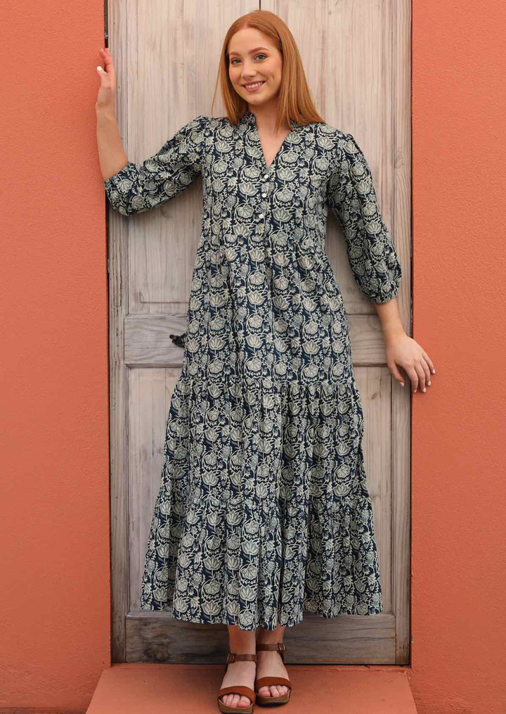 Indigo Tiered Maxi Dress