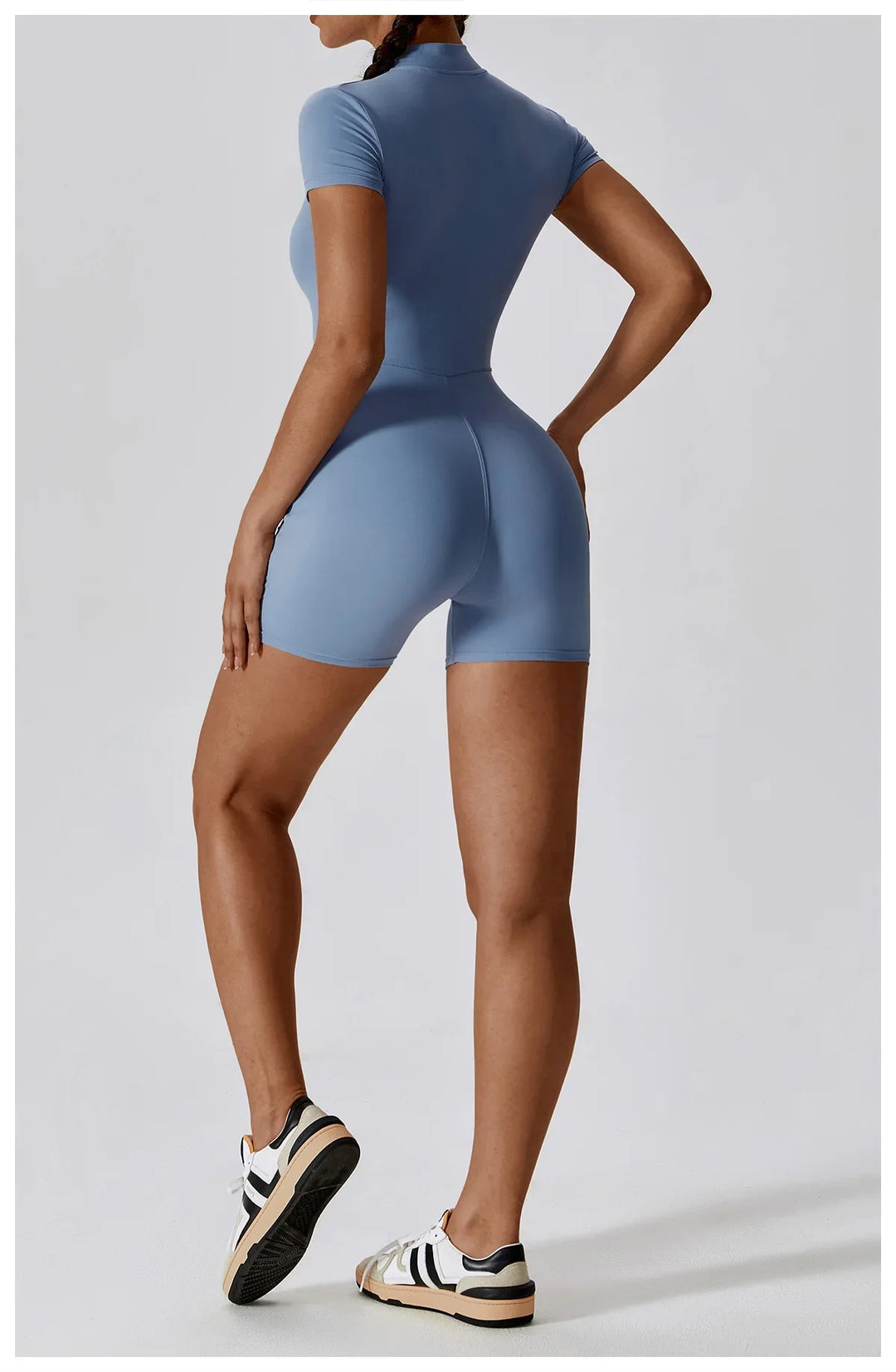 Short Sleeve Zipper Jumpsuit