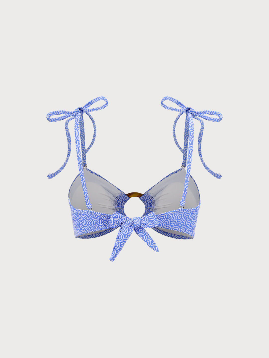 Blue Jacquard O-Ring Bikini Top