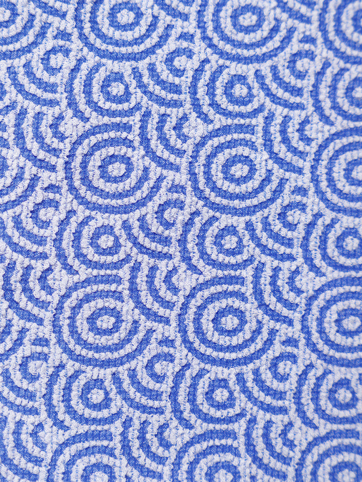 Blue Jacquard O-Ring Bikini Top