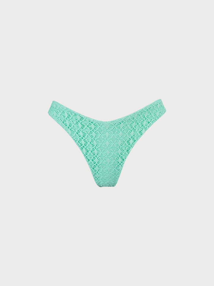Cyan V-Cut Mesh Bikini Bottom