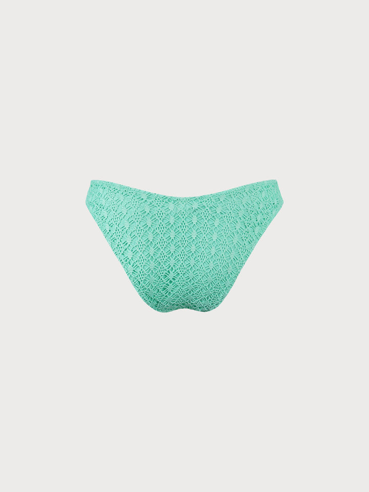 Cyan V-Cut Mesh Bikini Bottom