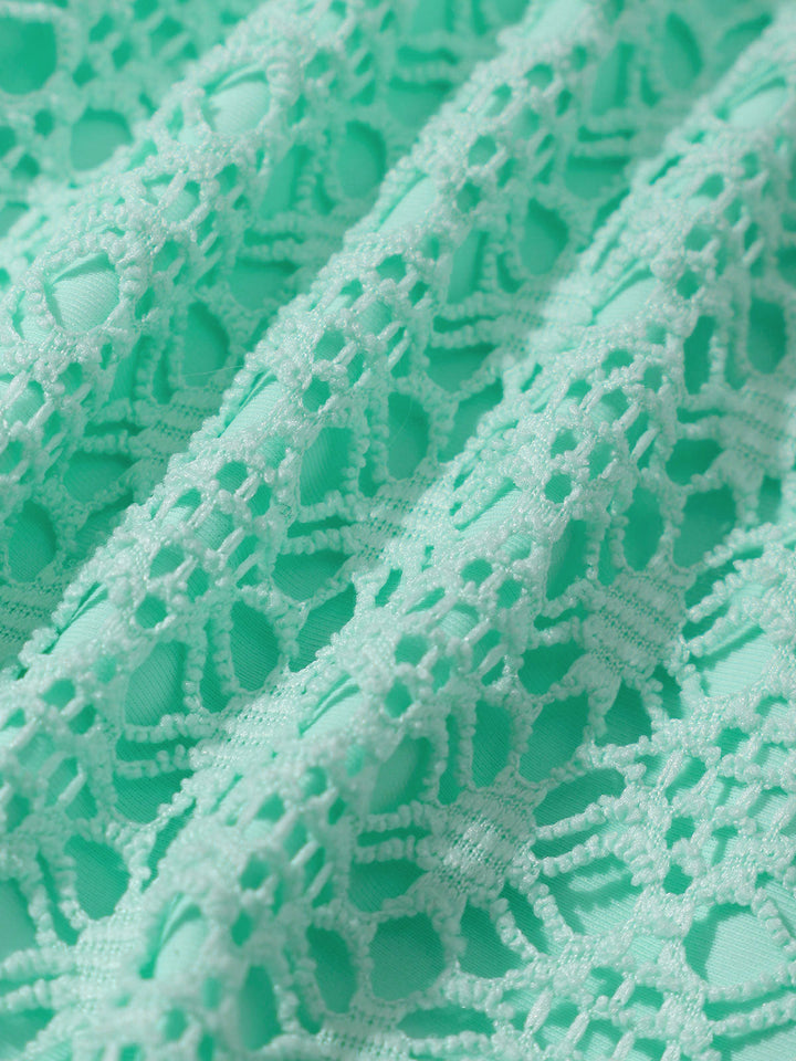 Cyan V-Cut Mesh Bikini Bottom