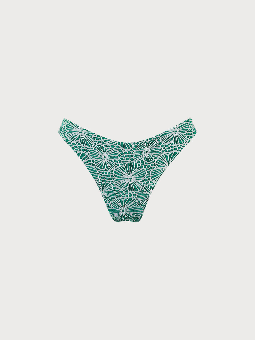 Green Floral Jacquard Bikini Bottom