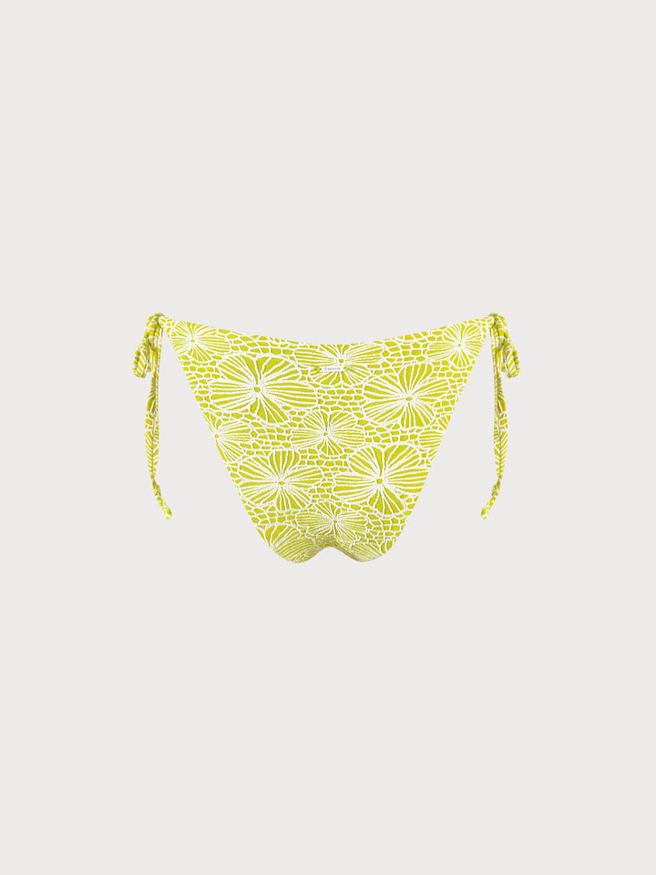 Floral Jacquard Tie Bikini Bottom