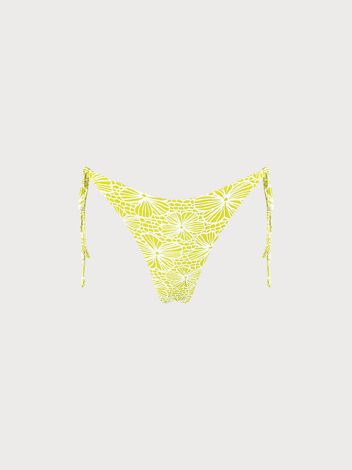 Floral Jacquard Tie Bikini Bottom