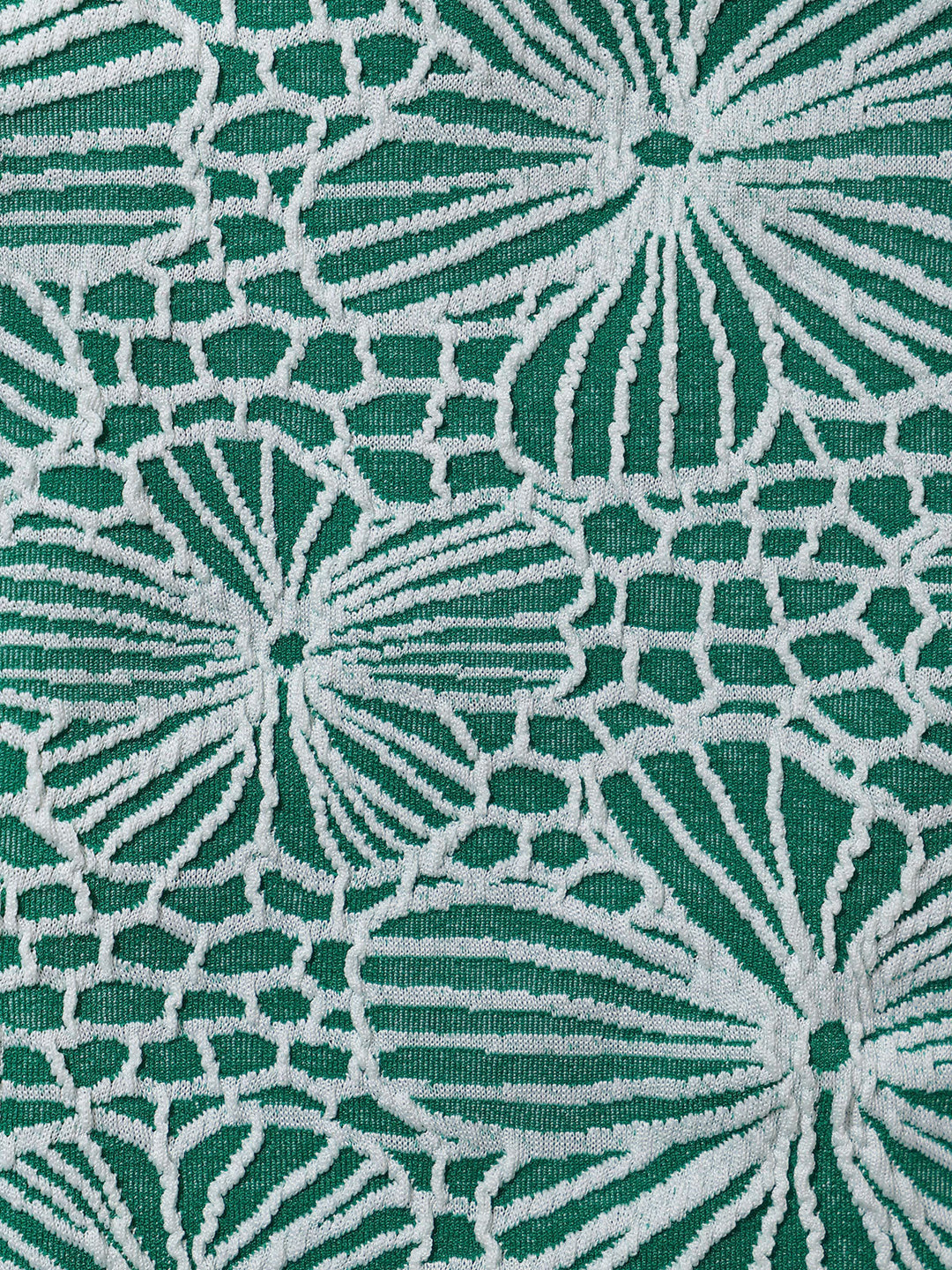 Green Floral Jacquard U-Ring Bikini Top