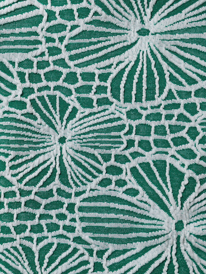 Green Floral Jacquard U-Ring Bikini Top