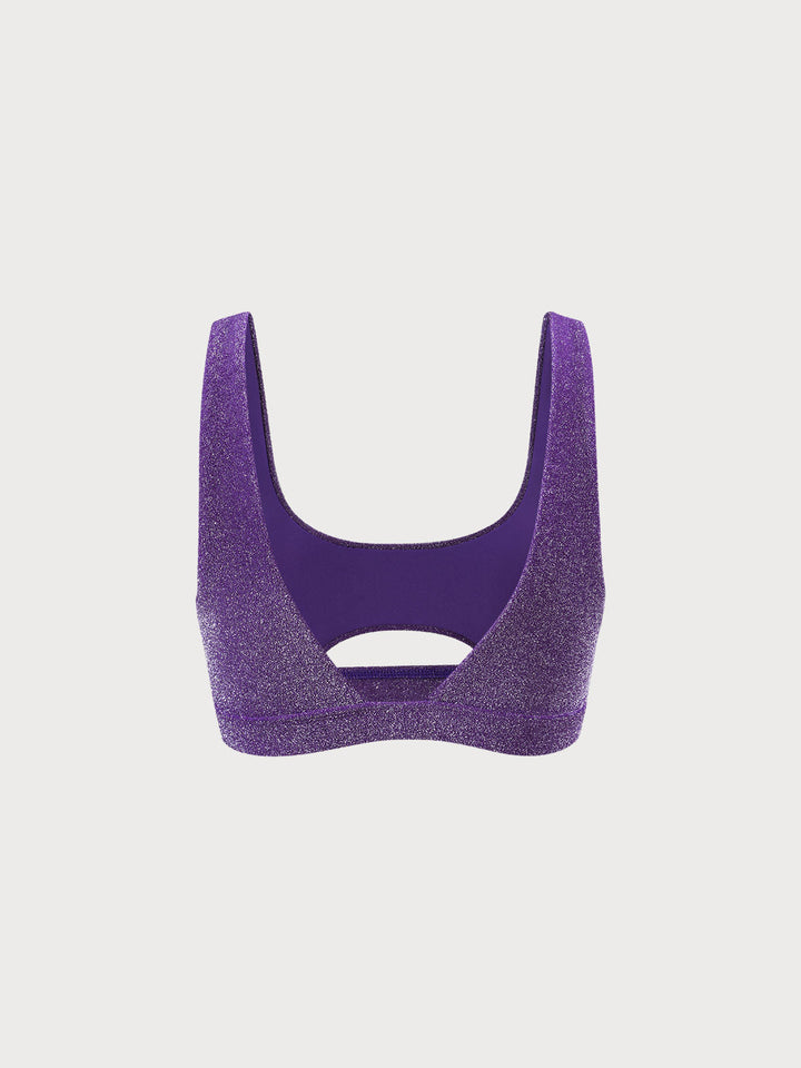 Purple Lurex Cut Out Bikini Top