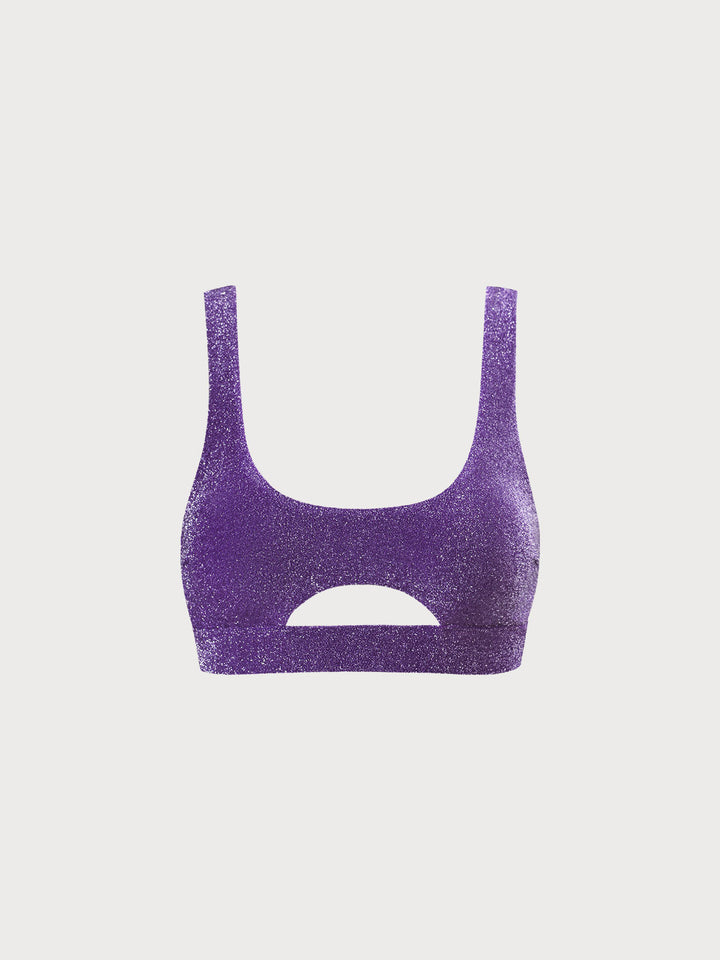 Purple Lurex Cut Out Bikini Top