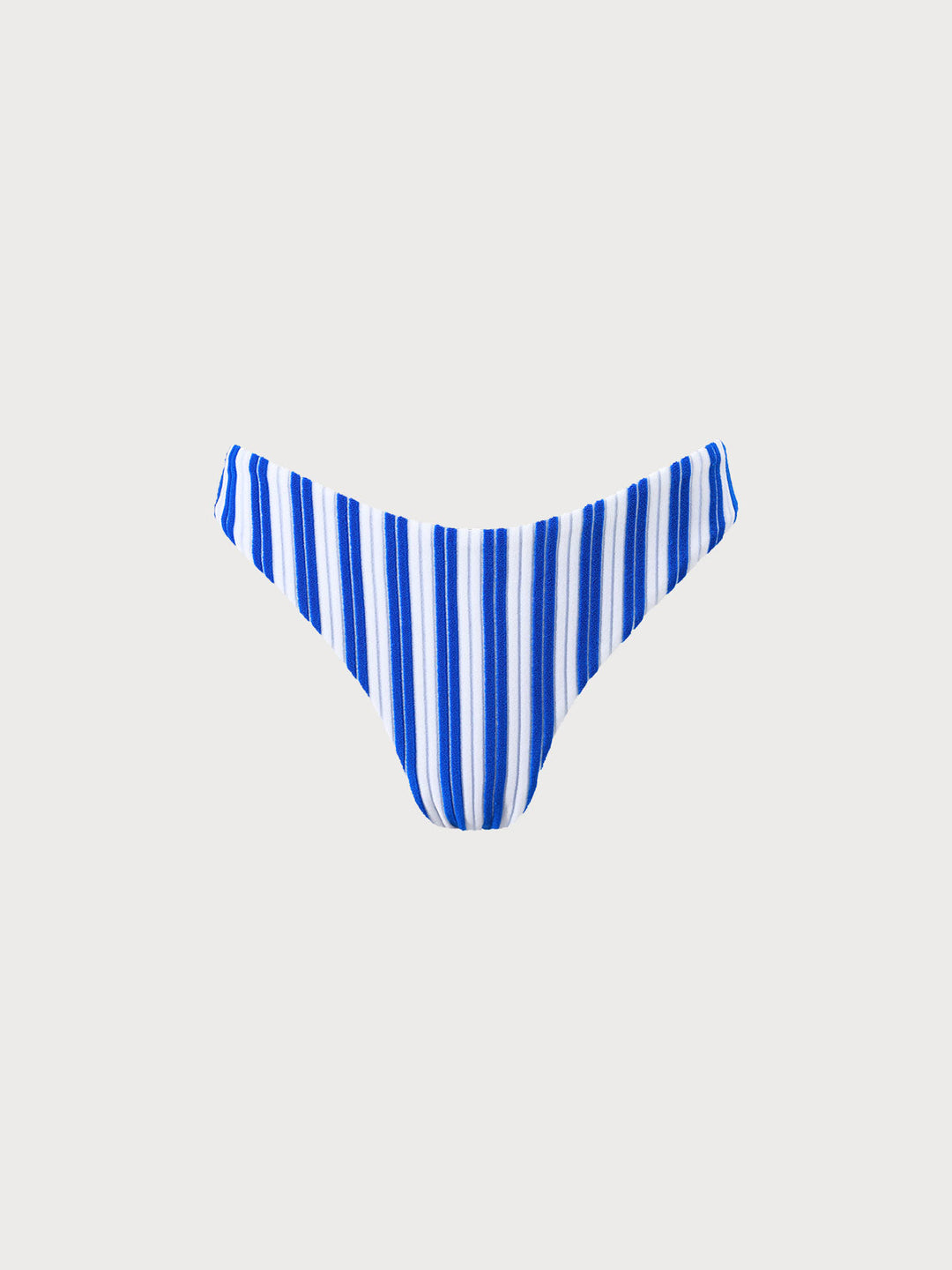 Navy Plush Texture Stripe Bikini Bottom