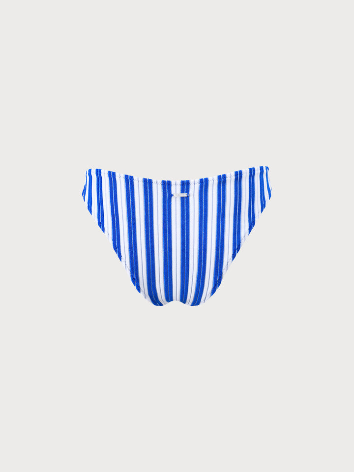 Navy Plush Texture Stripe Bikini Bottom