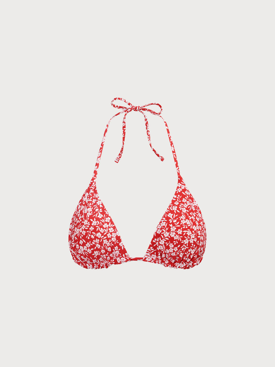 Red Reversible Floral Halter Bikini Top