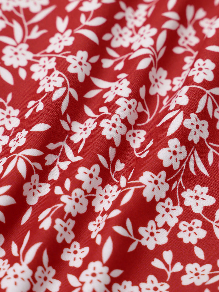 Red Reversible Floral Halter Bikini Top