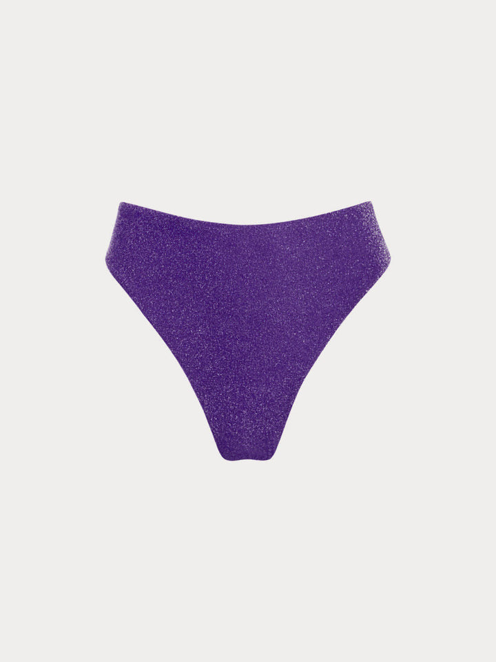 Purple Solid Lurex Bikini Bottom