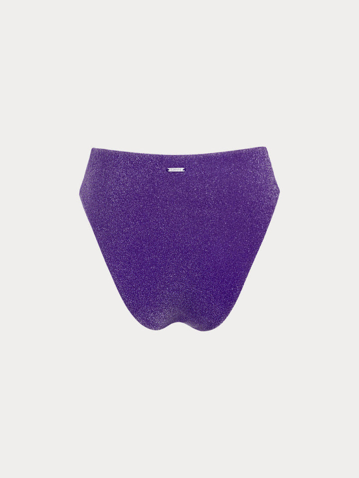 Purple Solid Lurex Bikini Bottom