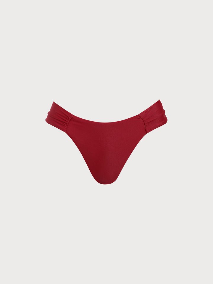 Red Ruched Bikini Bottom