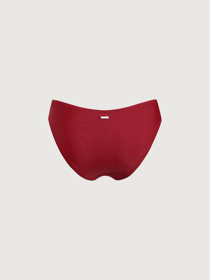 Red Ruched Bikini Bottom