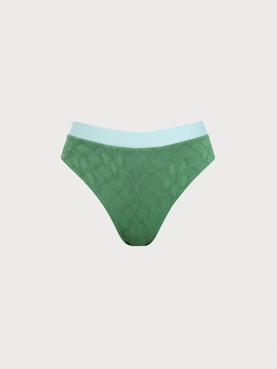 Dark Green Contrast High Waisted Bikini Bottom