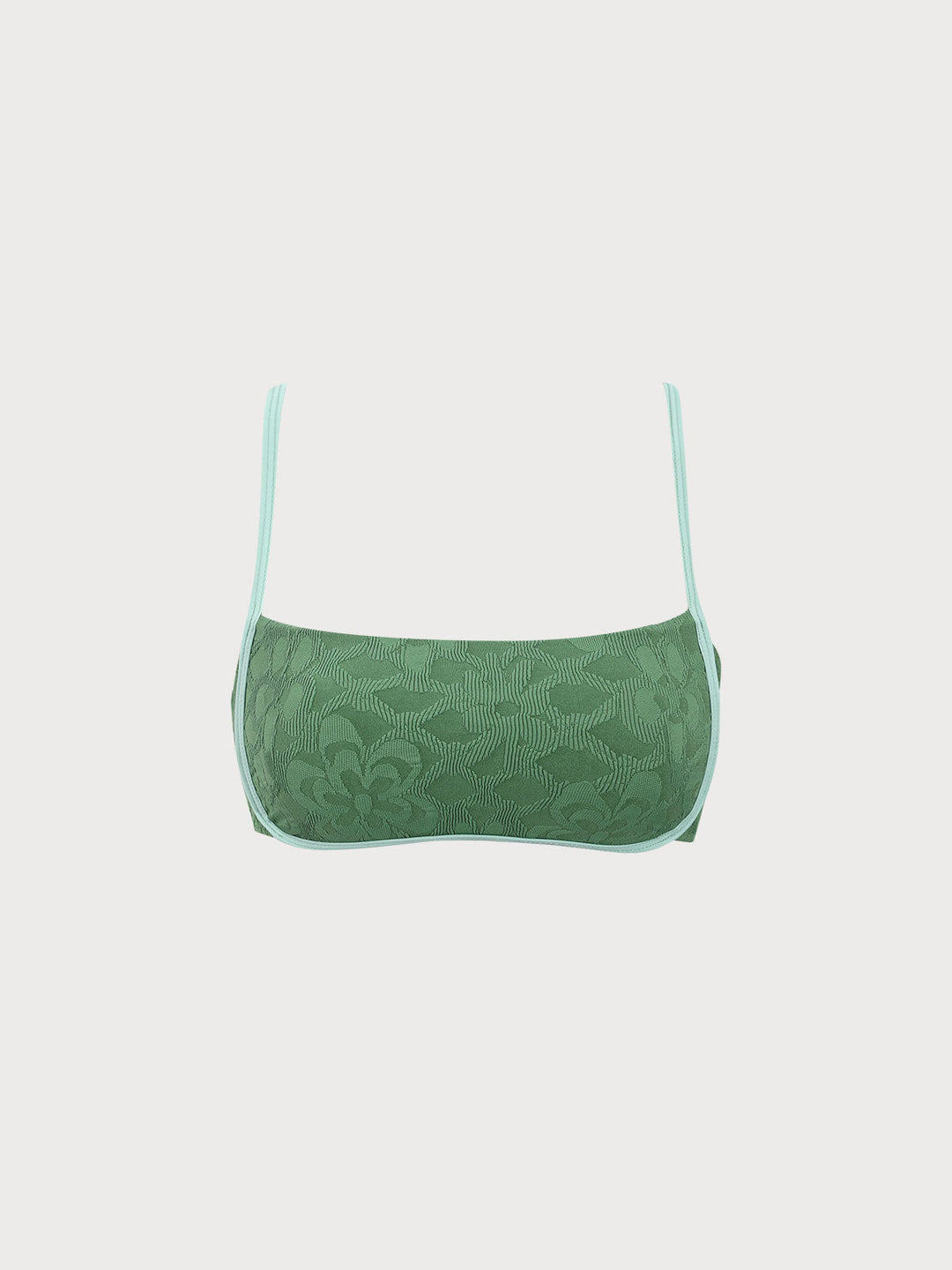 Dark Green Jacquard X Cross Bikini Top