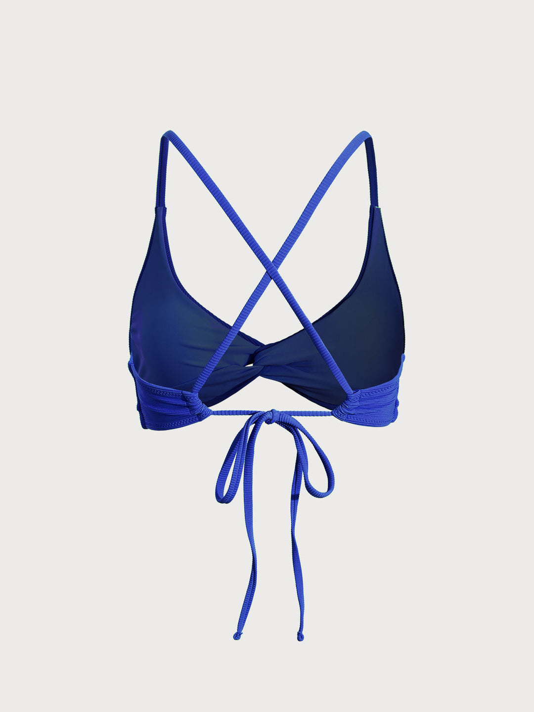 Blue Twist Backless Bikini Top