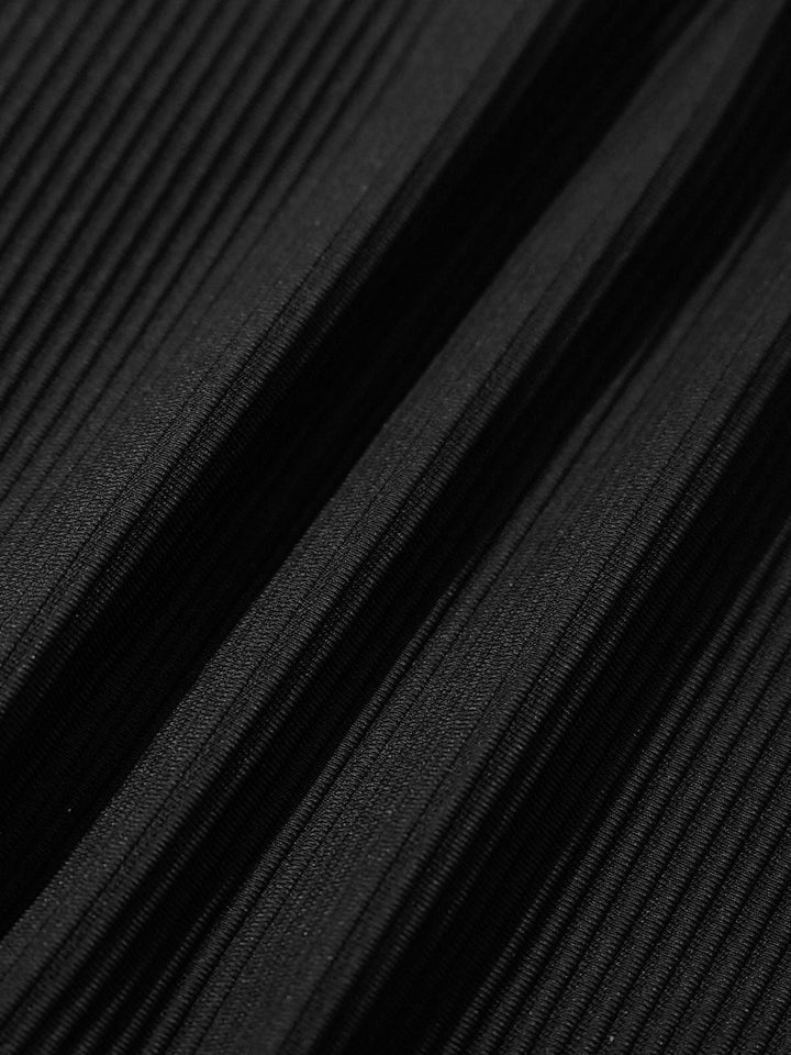 Black Ribbed Seam Full Coverage Bikini Bottom