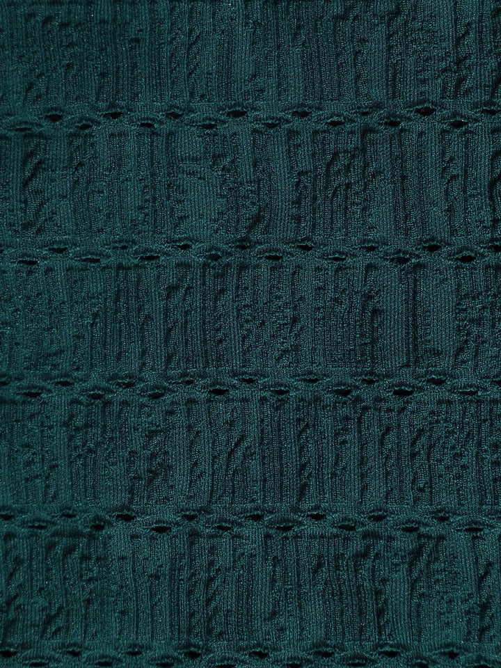 Dark Green Textured Tie Bikini Bottom