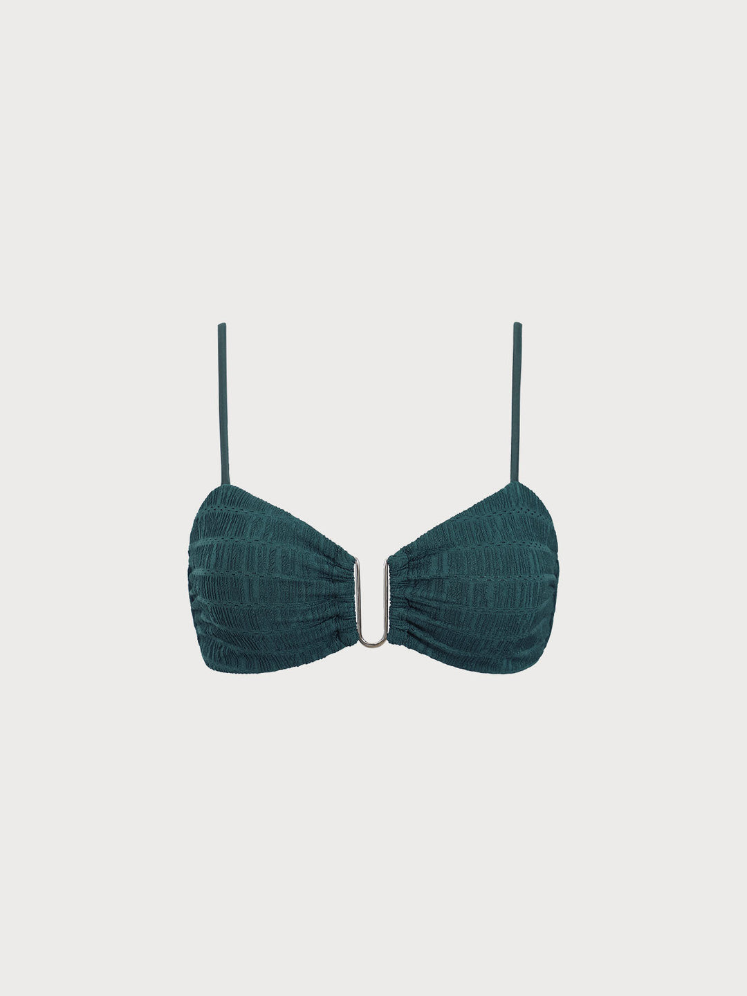 Dark Green Textured U-Ring Bikini Top