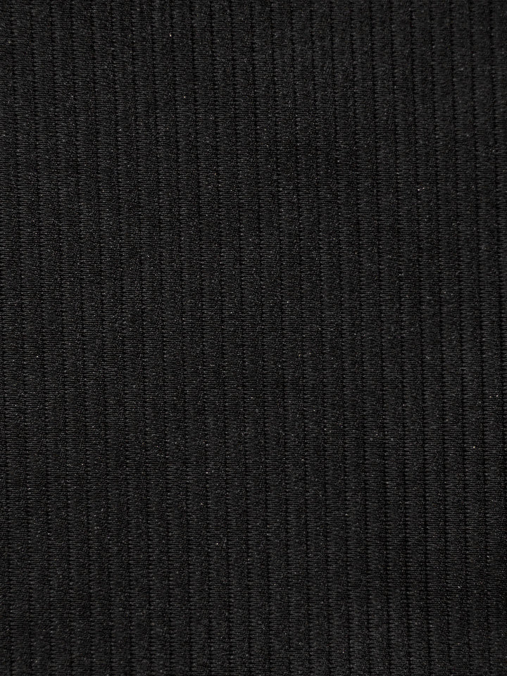 Black U-Neck Ribbed Seam Bikini Top