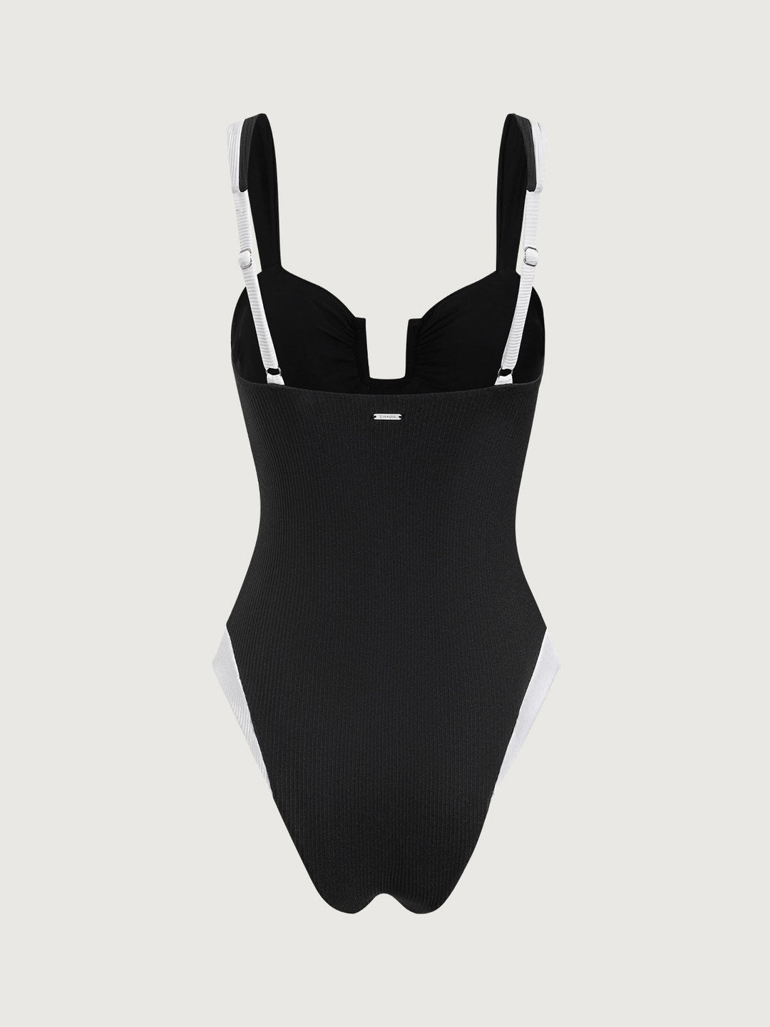 Black Contrast U Neck One-Piece Swimsuit
