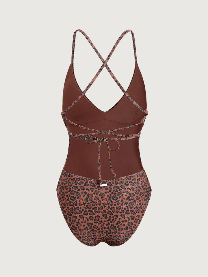 Leopard Print Lurex One-Piece Swimsuit