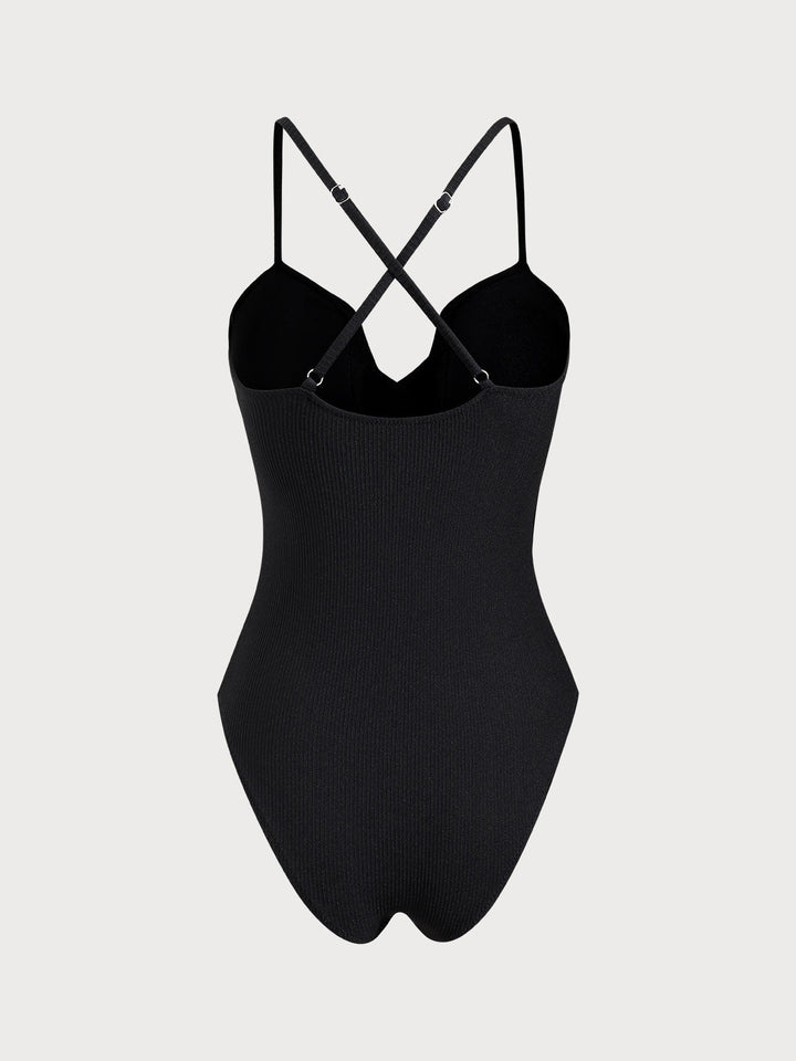 Black Criss-cross One-Piece Swimsuit
