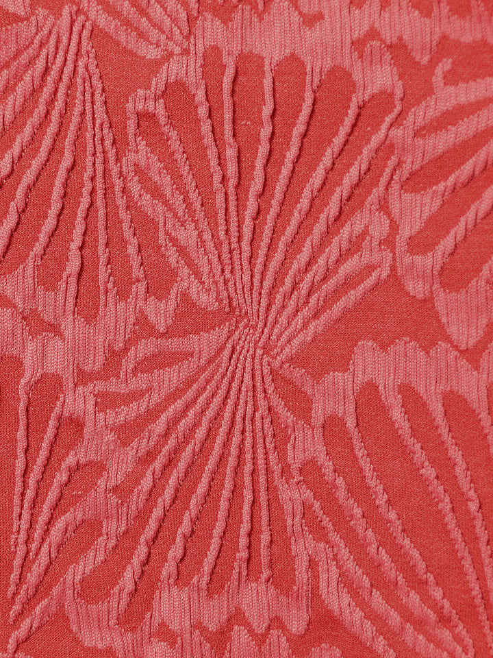 Red Textured Plunge One-Piece Swimsuit