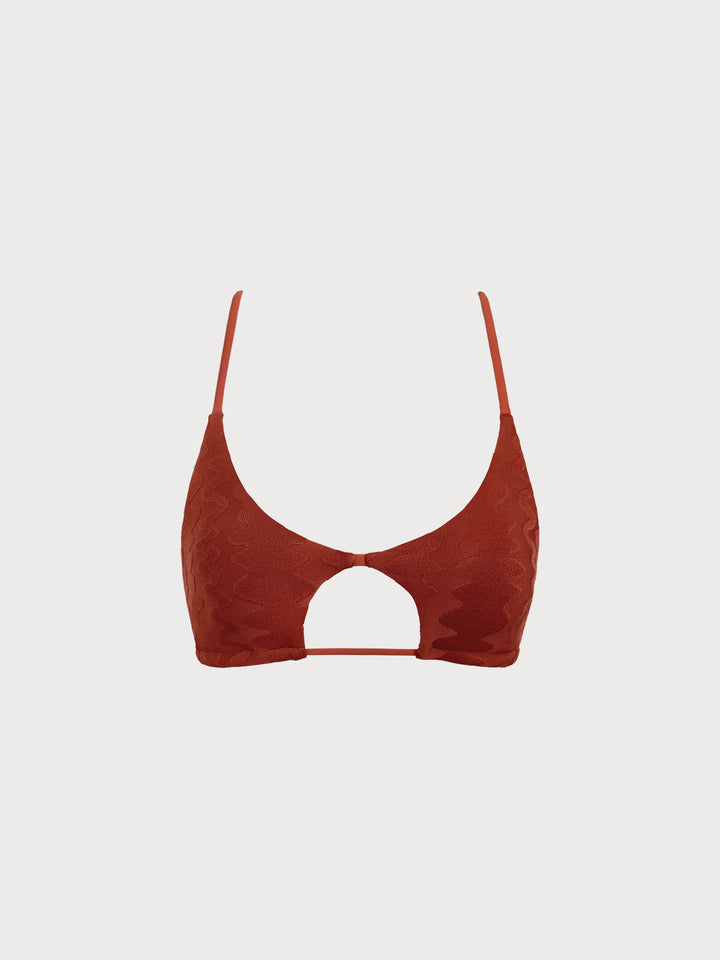 Caramel Textured Cut Out Bikini Top