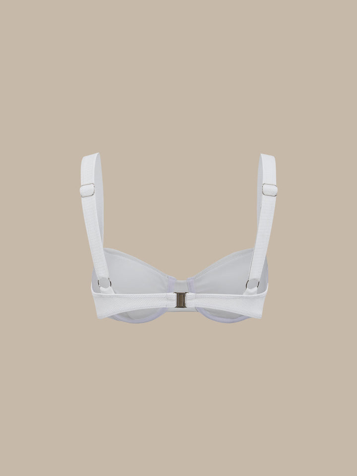 White Ribbed Underwire Bikini Top