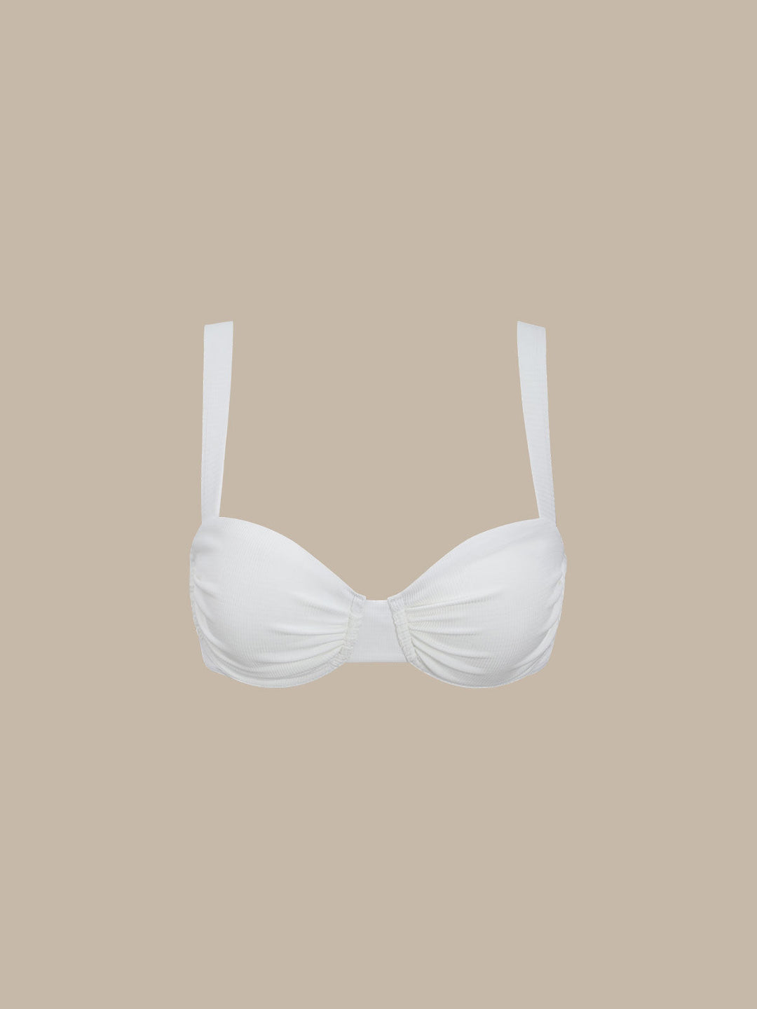 White Ribbed Underwire Bikini Top