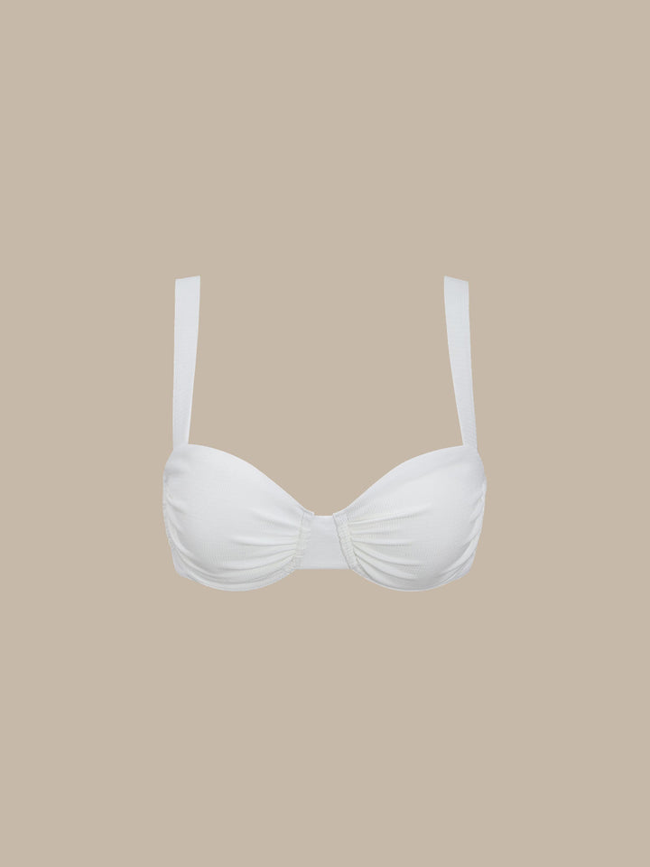 White Ribbed Underwire Bikini Top