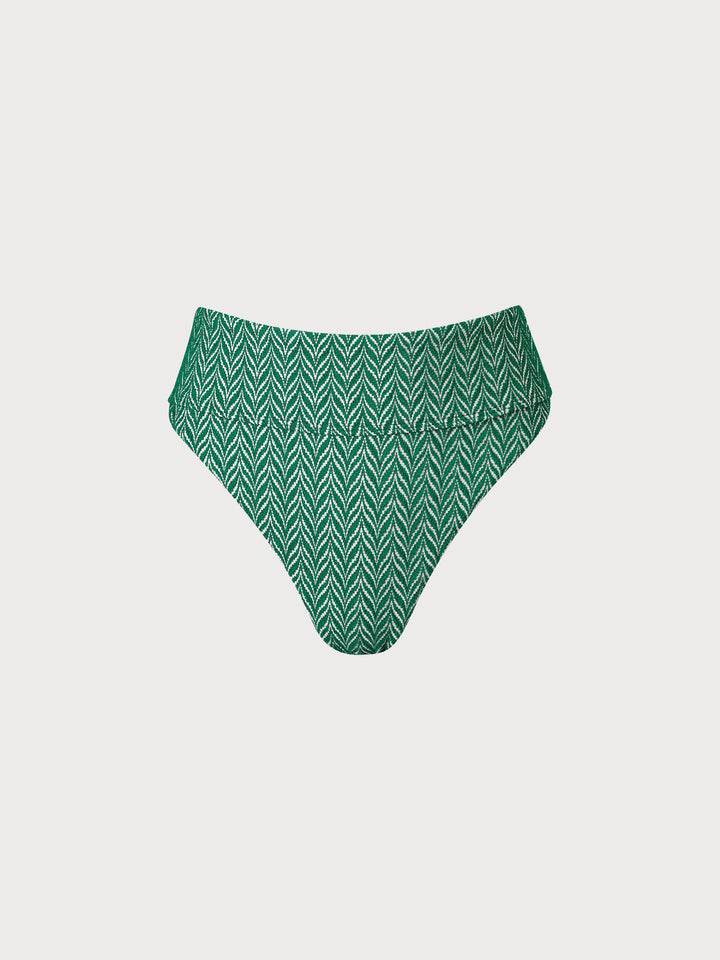 Geometric Textured High Waist Bikini Bottom