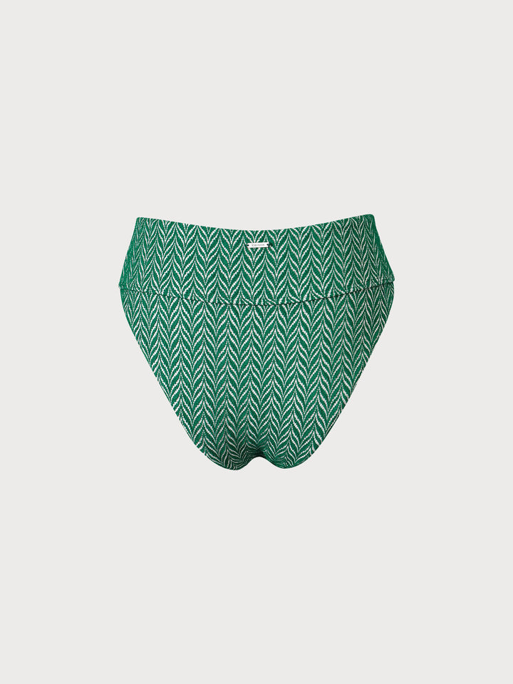 Geometric Textured High Waist Bikini Bottom